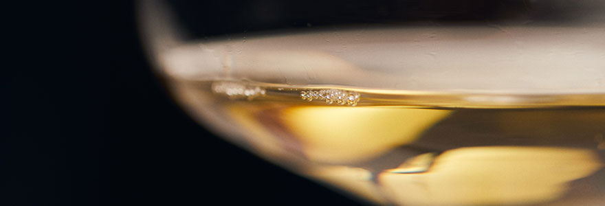 photo d'un verre de vin blanc en zoom